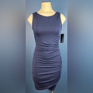Melrose and Market Dress Sz XXS Navy Dark Blue Side Ruching Knee Length NWT